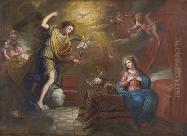 Verkundigung (collab. W/studio) Oil Painting by Jan Erasmus Quellinus