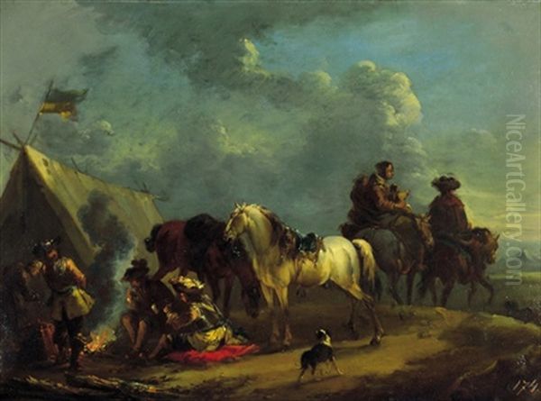 Feldlager Oil Painting by August Querfurt