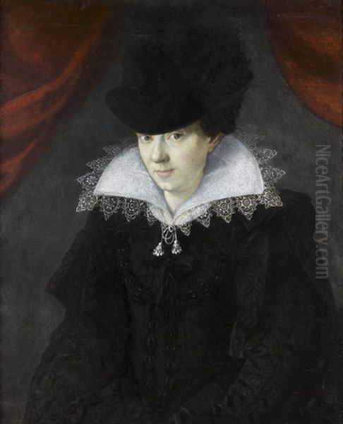 Portrait De Femme A La Collerette Oil Painting by Francois Quesnel