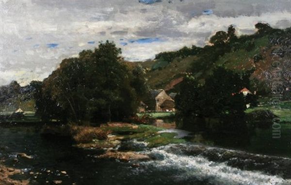 Rapids Oil Painting by Joseph Quinaux