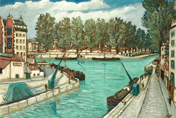 Saint-martin Channel Oil Painting by Alphonse Leon Quizet