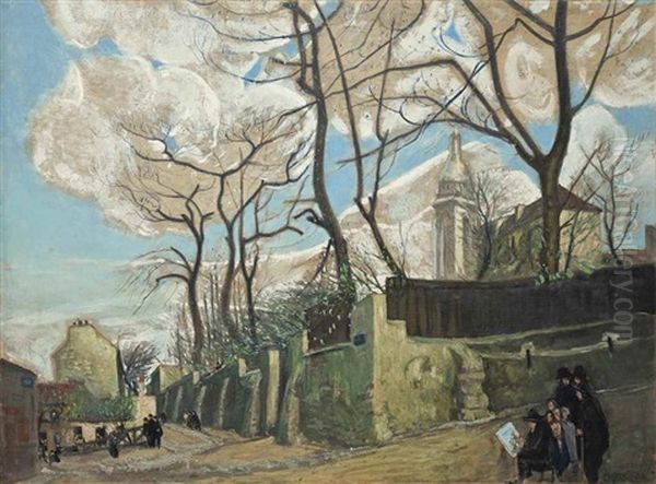 Maurice Utrillo Peignant Le Lapin Agile Oil Painting by Alphonse Leon Quizet