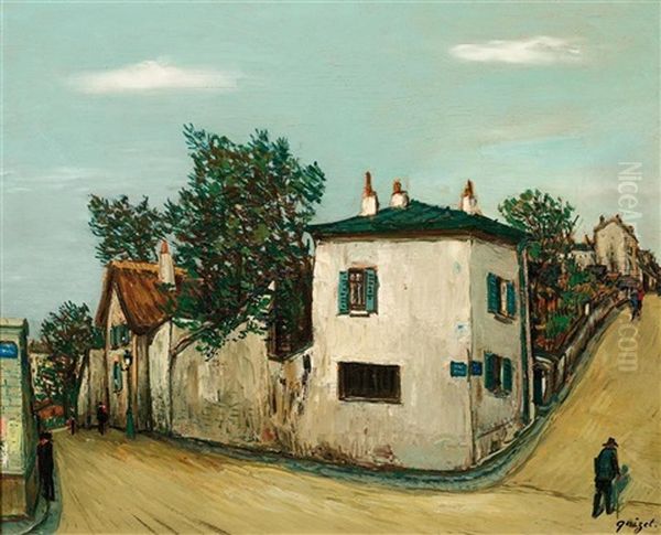 La Rue Du Mont Cenis A Montmartre Oil Painting by Alphonse Leon Quizet