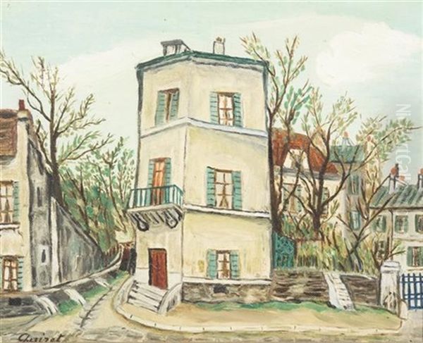 Village Scene Oil Painting by Alphonse Leon Quizet