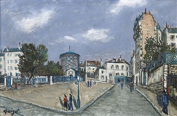 Parisisk Stadsvy Oil Painting by Alphonse Leon Quizet