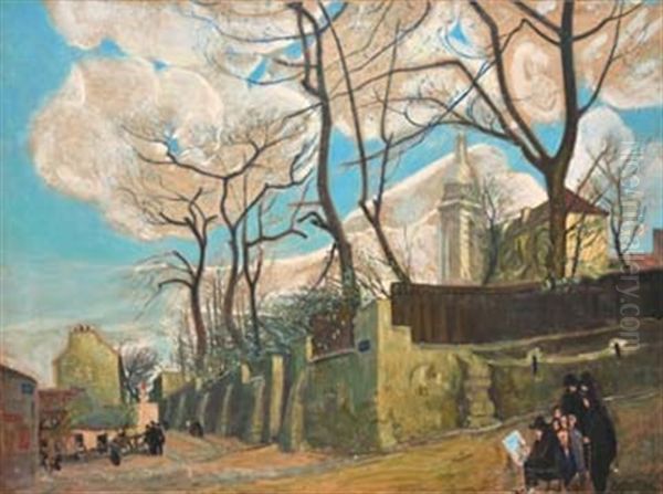 Utrillo Peignant Le Lapin Agile Oil Painting by Alphonse Leon Quizet