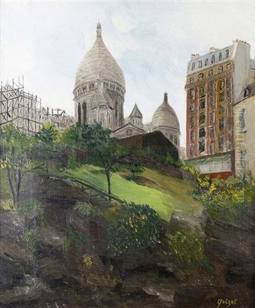 Montmartre, Le Sacre-coeur Vu Depuis Le Square Saint-pierre Oil Painting by Alphonse Leon Quizet