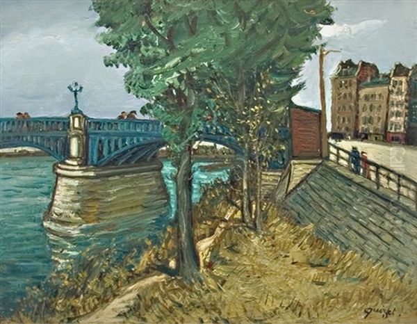 Pont A Saint Denise Oil Painting by Alphonse Leon Quizet