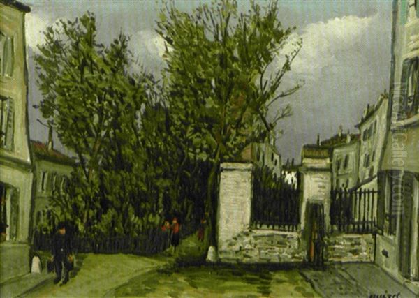 Coin De Verdure Au Pre St Gervais Oil Painting by Alphonse Leon Quizet