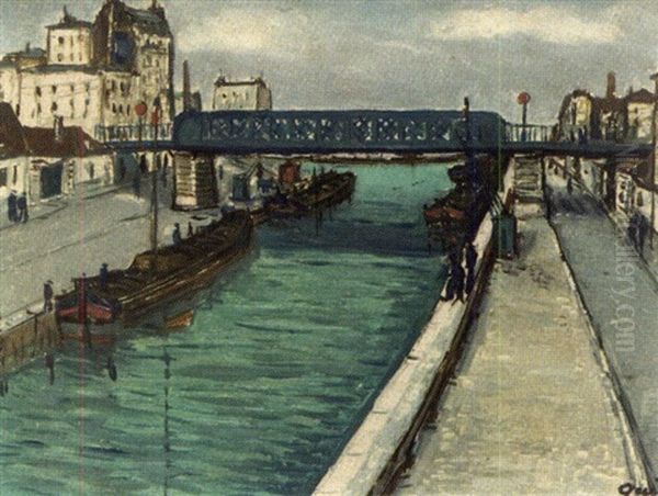 Le Pont De Fer Oil Painting by Alphonse Leon Quizet