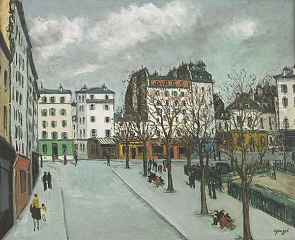 View Of Parisian Square Oil Painting by Alphonse Leon Quizet