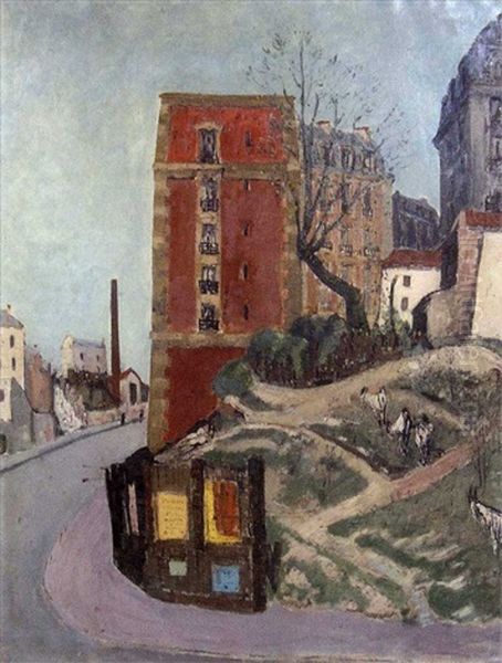 Rue De Banlieue Oil Painting by Alphonse Leon Quizet
