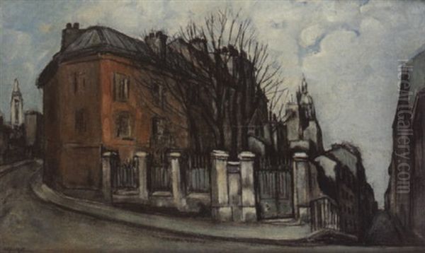 La Maison Rose A Montmartre Oil Painting by Alphonse Leon Quizet