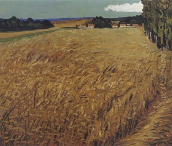 Cahmp De Ble Et Coquelicots Oil Painting by Alphonse Leon Quizet