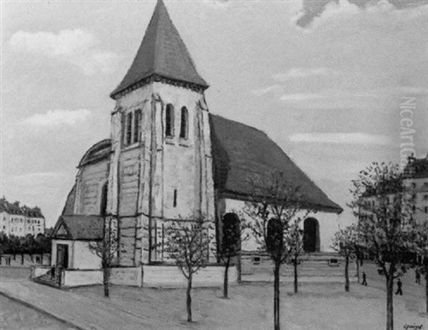 L'eglise De Pantin Oil Painting by Alphonse Leon Quizet