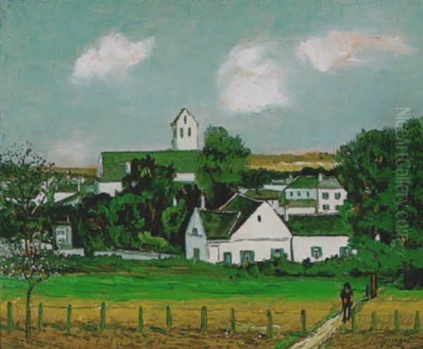 Vue De Village Oil Painting by Alphonse Leon Quizet