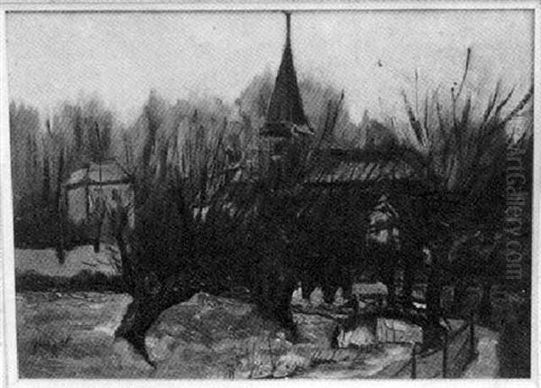 French Village Oil Painting by Alphonse Leon Quizet