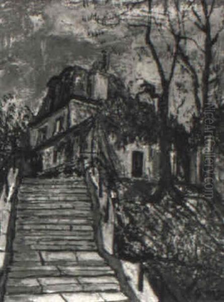 Jardin A Montmartre Oil Painting by Alphonse Leon Quizet