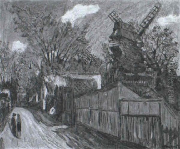 Le Chemin Du Vieux Moulin, Montmartre Oil Painting by Alphonse Leon Quizet