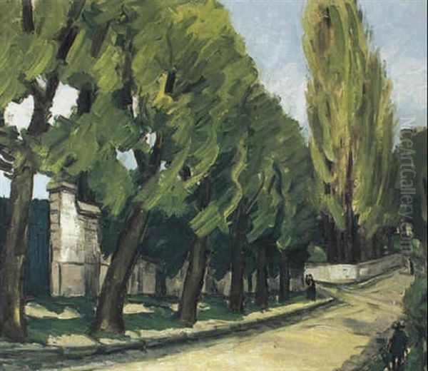 Au Bord Du Canal Oil Painting by Alphonse Leon Quizet