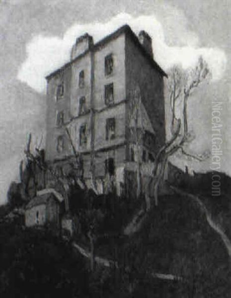 La Maison Sur La Butte Montmartre Oil Painting by Alphonse Leon Quizet