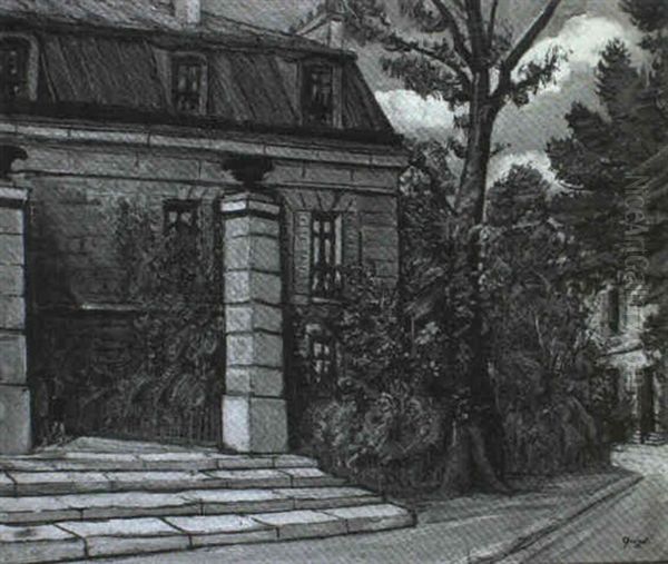 L'entree De La Propriete De L'artiste Au Pre St-gervais Oil Painting by Alphonse Leon Quizet