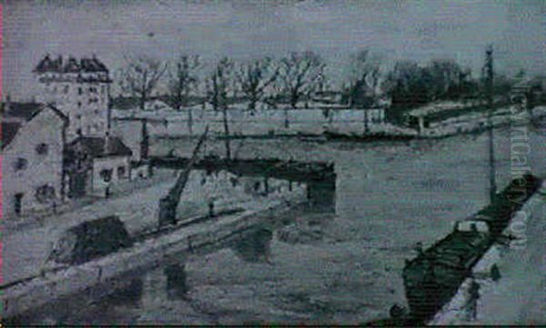 Bords De Canal Oil Painting by Alphonse Leon Quizet