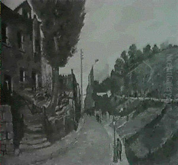 Une Rue A Pantin Oil Painting by Alphonse Leon Quizet