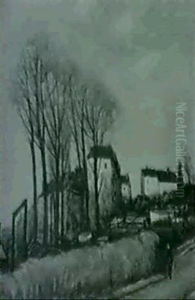 Vue De Village Oil Painting by Alphonse Leon Quizet