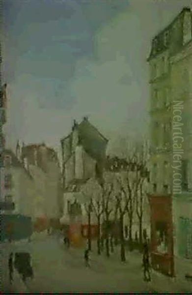 Place Des Fetes A Belleville Oil Painting by Alphonse Leon Quizet