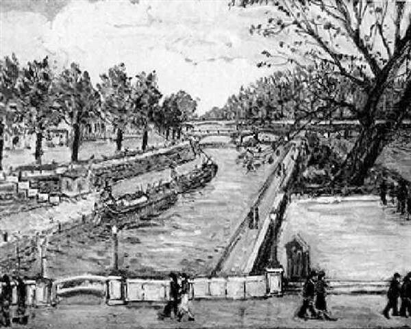 Promenade Au Borde De La Seine Oil Painting by Alphonse Leon Quizet