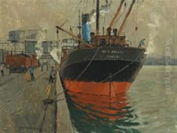 Harbour Scenery Oil Painting by Victor Qvistorff