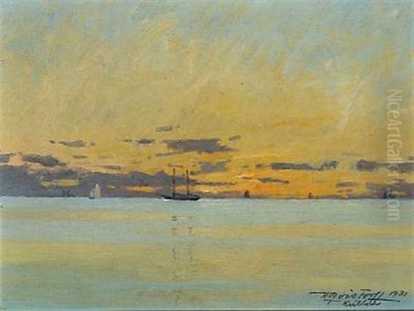 Sunset At Kullen Oil Painting by Victor Qvistorff