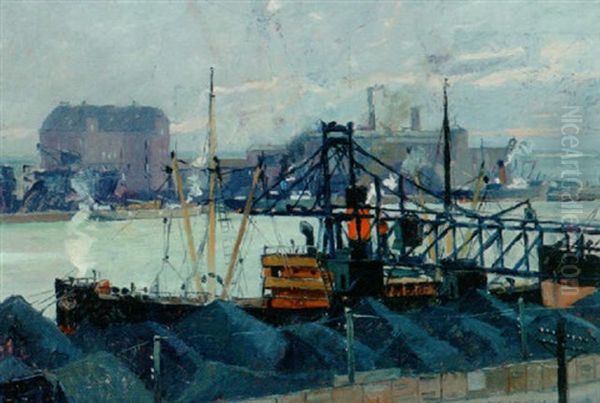 Parti Fra Kobenhavns Havn Oil Painting by Victor Qvistorff
