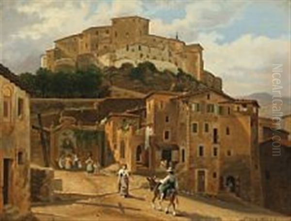 Italian Scenery By A Fountain Oil Painting by Peter (Johann P.) Raadsig