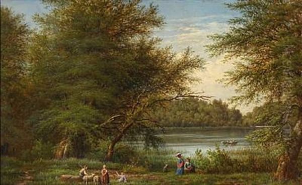 Udsigt Mod Valsolille-so Ved Skjoldnaesholm Oil Painting by Peter Johann Raadsig