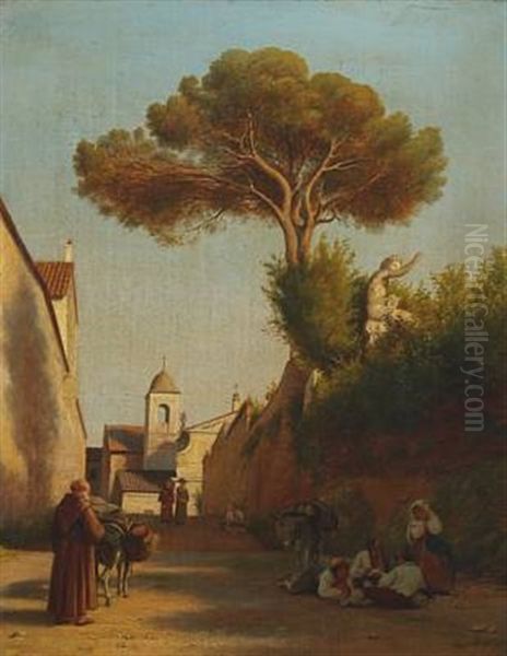 Southern Cityscape With Persons Oil Painting by Peter Johann Raadsig
