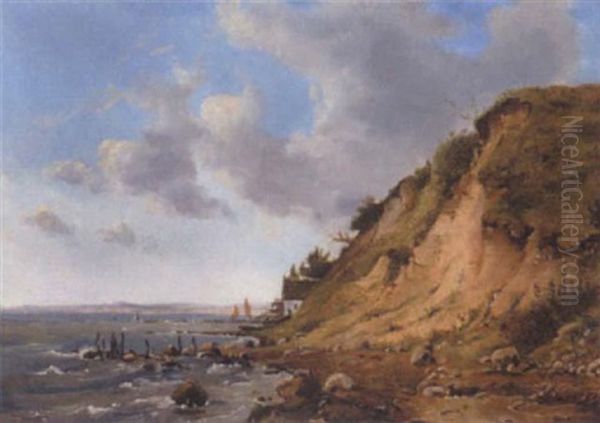 Kystparti Med Stejle Skraenter Oil Painting by Peter Johann Raadsig