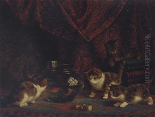 Fascinated By A Fish Oil Painting by Cornelis Raaphorst