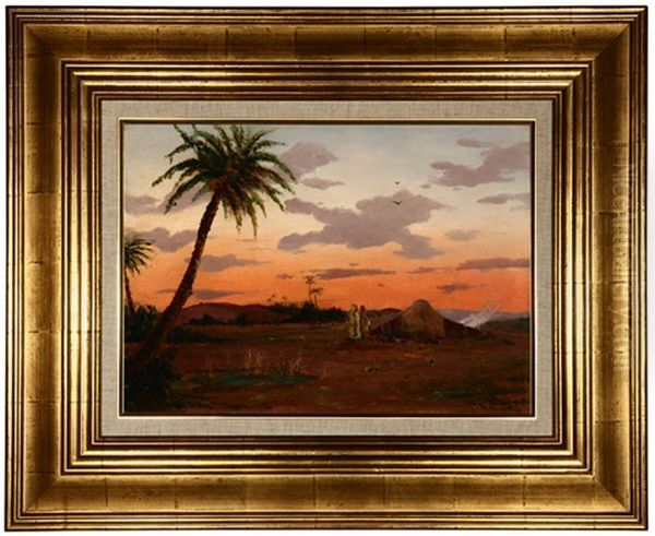 Arab Camp Near A Desert Oasis Oil Painting by Max Friedrich Rabes