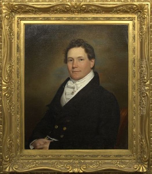 Portrait Of A Gentleman In A Black Coat And White Silk Cravat Oil Painting by Sir Henry Raeburn