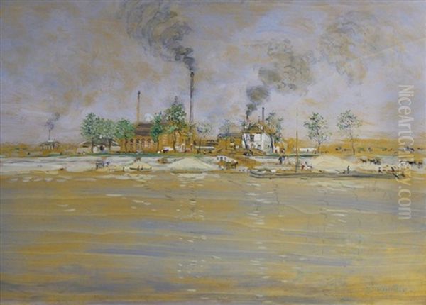 La Seine Aux Environs De Paris Oil Painting by Jean Francois Raffaelli