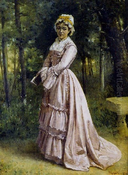 Elegante Tenant Un Livre Oil Painting by Jean Francois Raffaelli