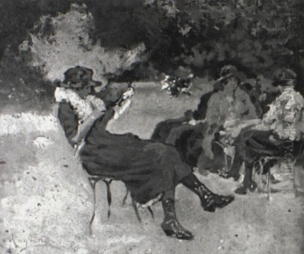 Au Parc Monceau, Paris Oil Painting by Raffaele Ragione