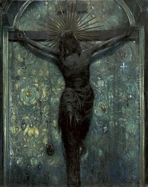Le Crucifix Miraculeux De Wawel Oil Painting by Mecislas Rakowski