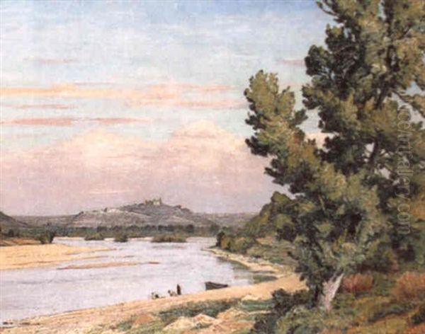 Paysage De Bord De Loire Oil Painting by Claude Rameau