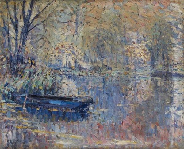 Barque En Bord D'etang Oil Painting by Joseph Raphael