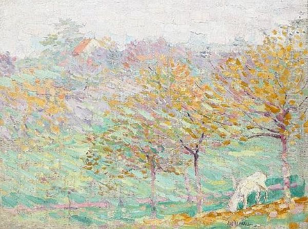 Artist's Home, Uccle, Belgium, With Orchard, Summer Oil Painting by Joseph Raphael