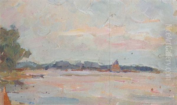 A Sailing Boat On The Lake De Kaag Near Leiden Oil Painting by Joseph Raphael