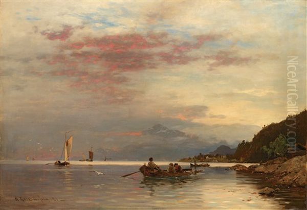 Abendrot Uber Der Bucht Oil Painting by Georg Anton Rasmussen